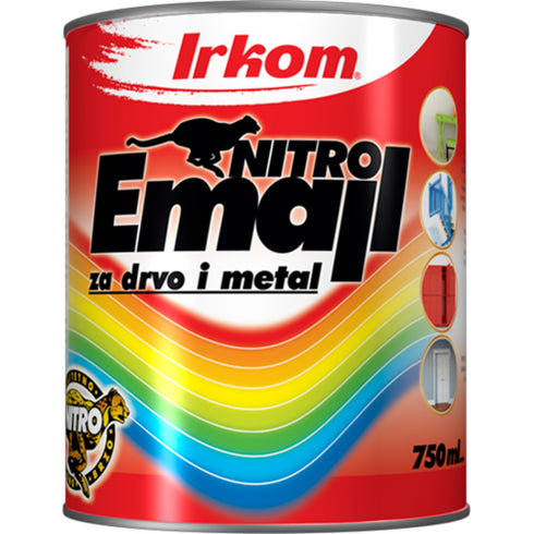 Nitro emajl za drvo i metal Crni mat 0.75L Irkom